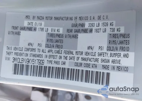 2019 Toyota Yaris L из США, поврежденный, VIN 3MYDLBYV9KY517909